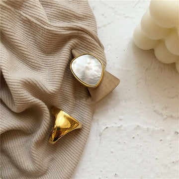 Vintage Exaggerate Geometric Seashell Statement Rings For Women Bohemia Classic Fashion Open Adjustable Forefinger Ring Jewelry daiiibabyyy
